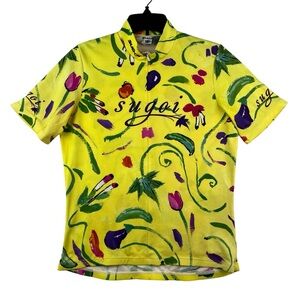 SUGOI Cycling Jersey Womens Size M Floral Print Yellow